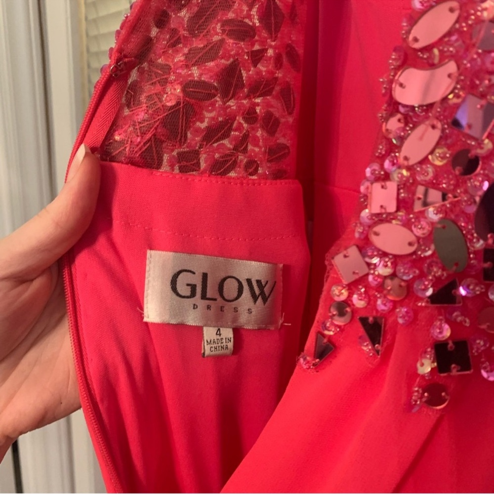 Pink Pleated Embellished Prom Dress - Picture 9 of 11